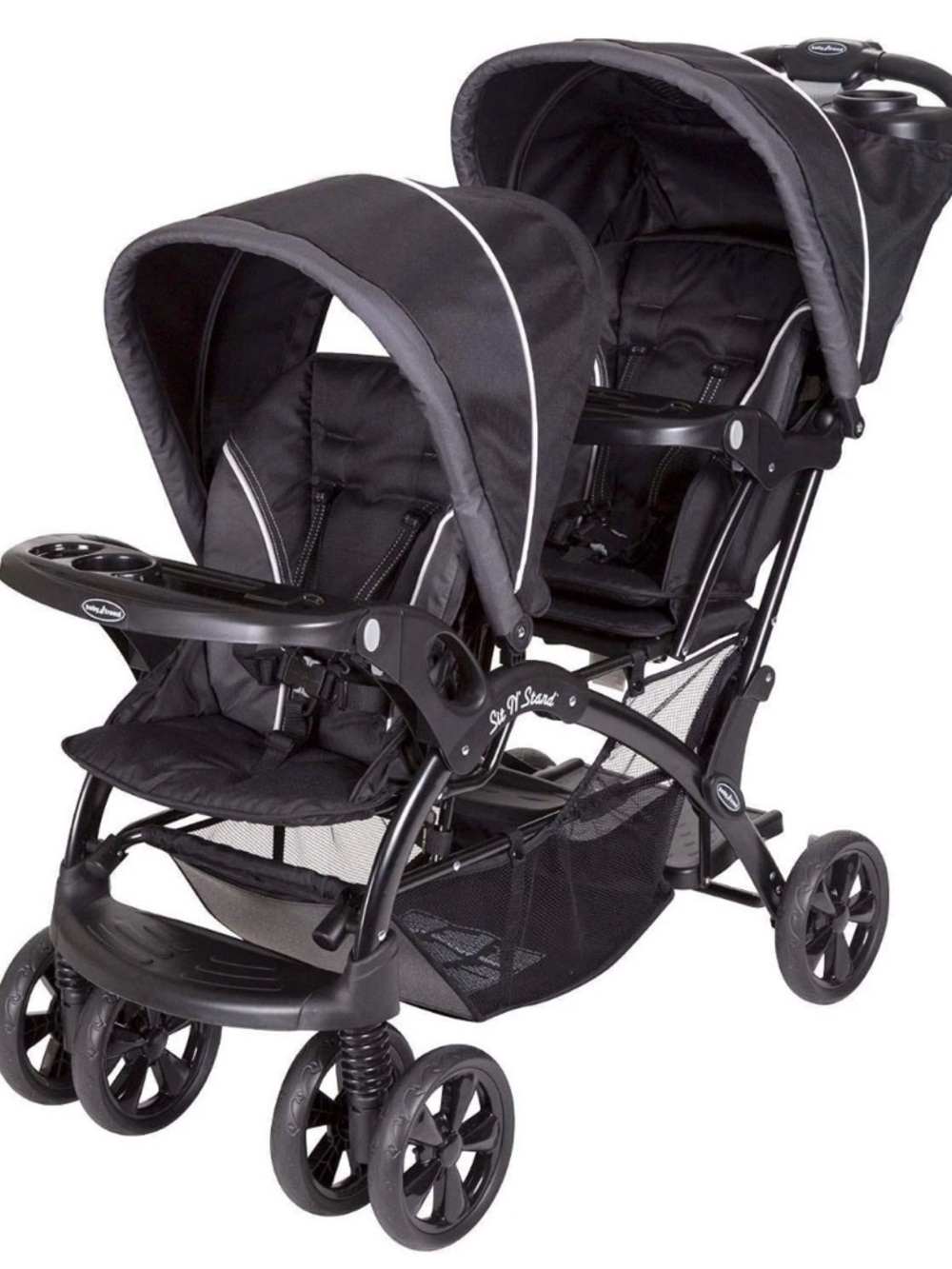 Baby Trend Sit N' Stand Double Stroller with Riding Board & Under Cubby Storage